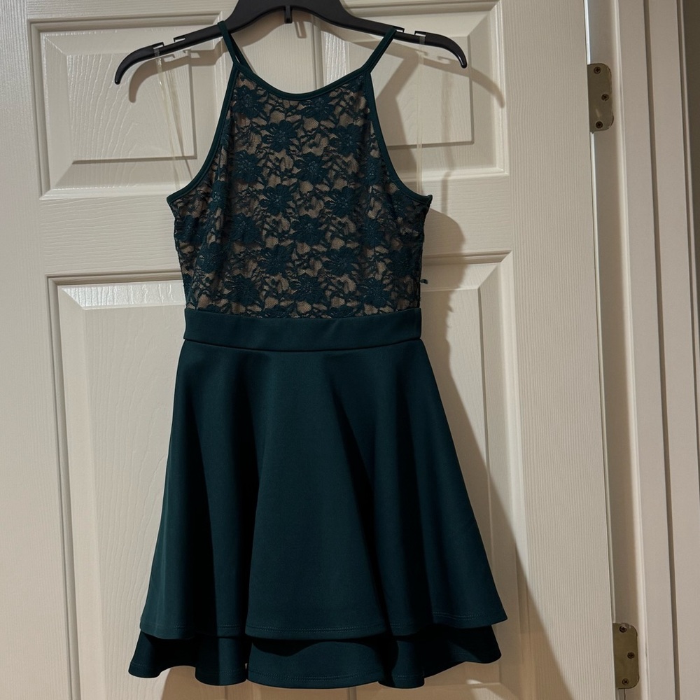 Emerald Sundae Short Dress with Lace Bodice
